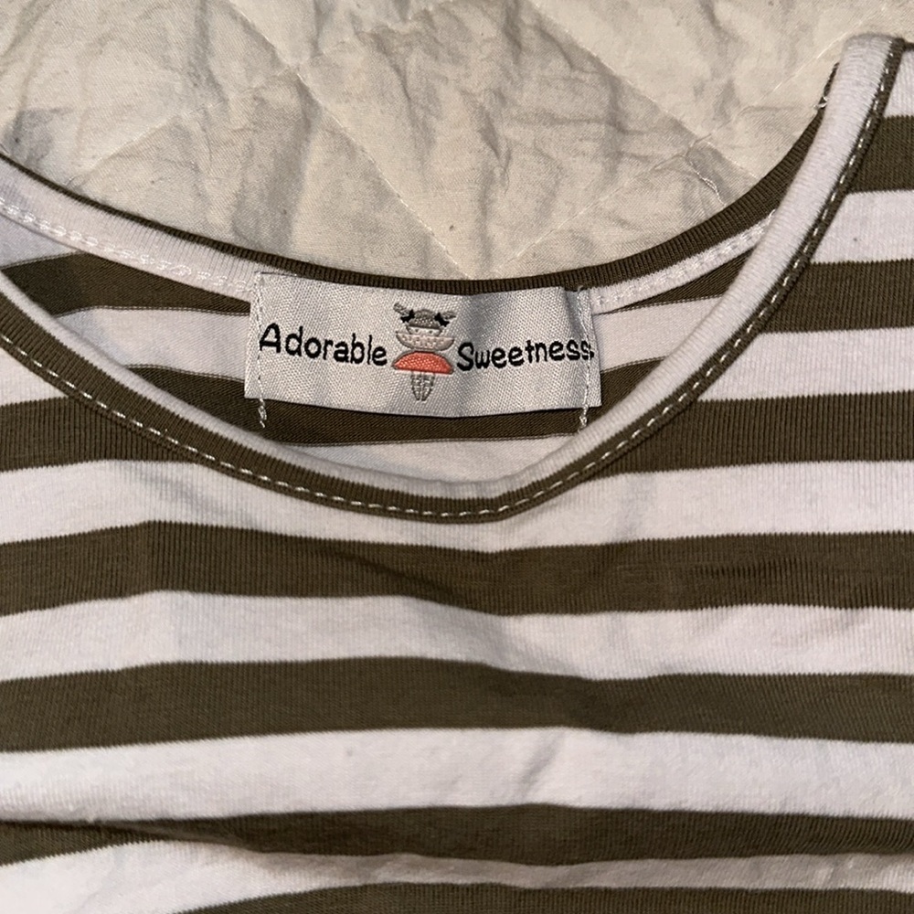ADORABLE SWEETNESS Girls Size 5 Olive Green Stripe Tunic Shirt - Picture 5 of 7